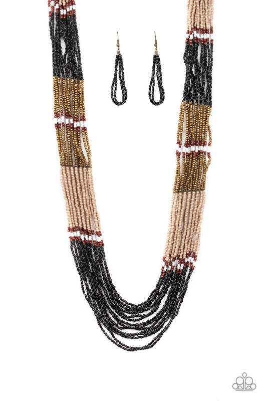 Rio Roamer - Black/ multi seed bead necklace