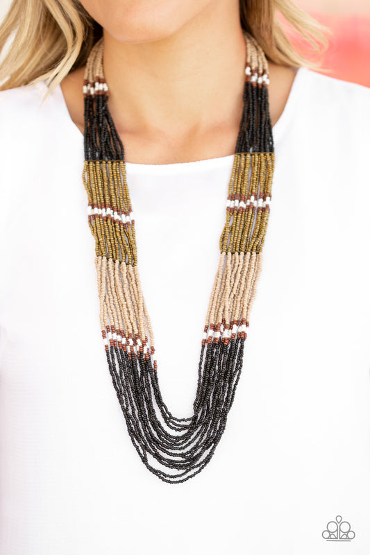 Rio Roamer - Black/ multi seed bead necklace