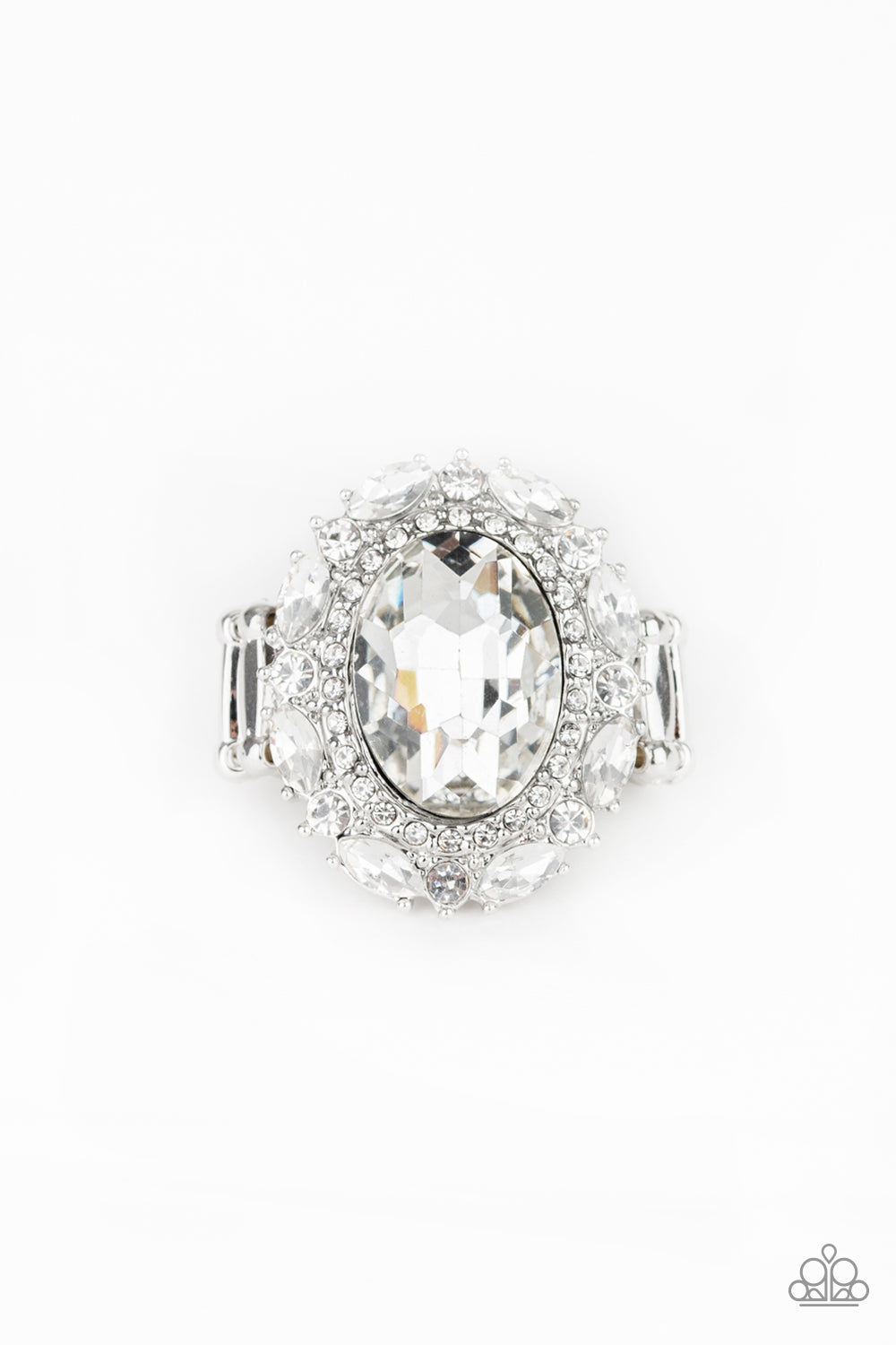 Show Glam - White gem ring