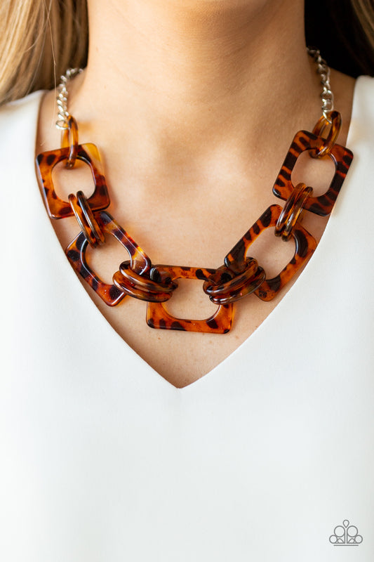 Sizzle Sizzle - Brown acrylic necklace