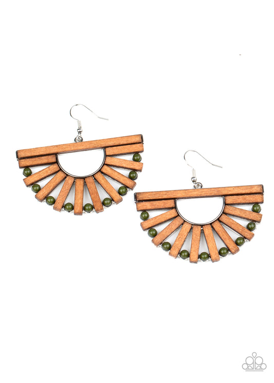 Wooden Wonderland - Green wood earrings