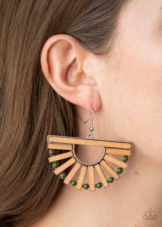 Wooden Wonderland - Green wood earrings