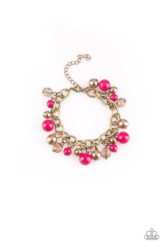 Grit and Glamour - Pink/Brass bracelet