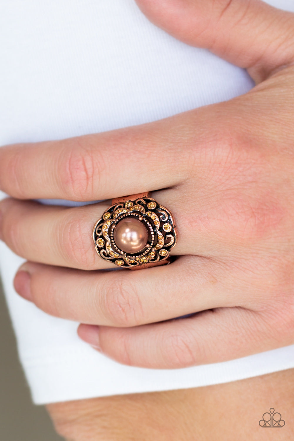 Paparazzi Ring "Pearl Princess - Copper"
