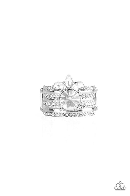 Top Dollar Bling - White rhinestone ring