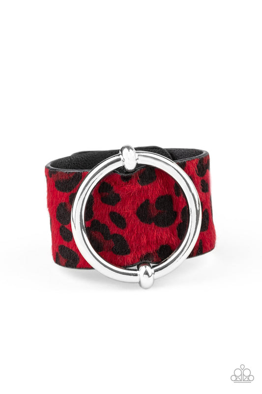 Asking FUR Trouble - Red/Black wrap bracelet