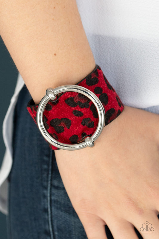 Asking FUR Trouble - Red/Black wrap bracelet