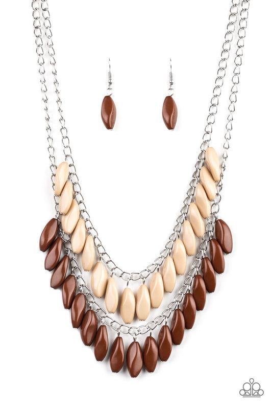 Beaded Boardwalk - Brown necklace