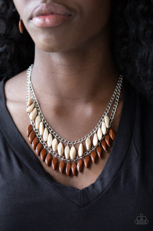 Beaded Boardwalk - Brown necklace