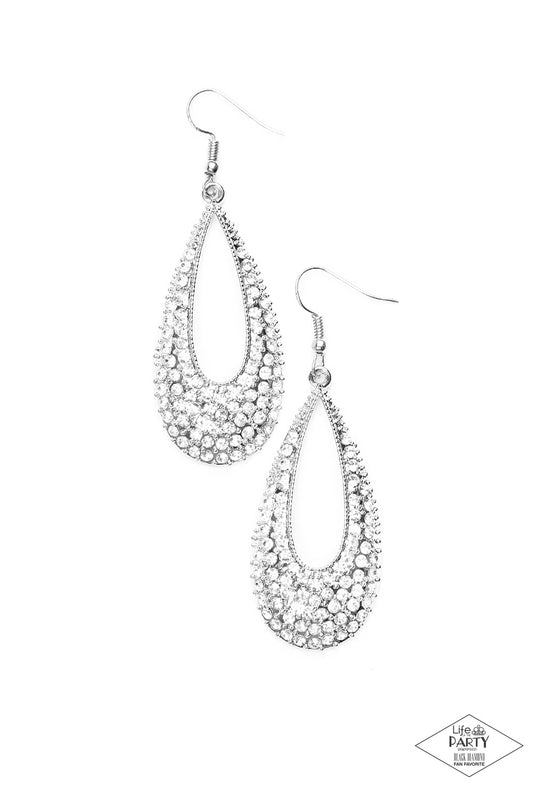 Big-Time Spender - White gem earrings