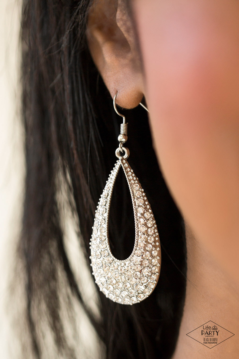 Big-Time Spender - White gem earrings