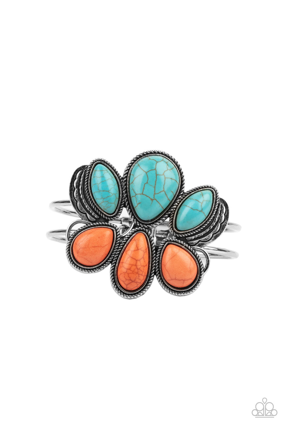Botanical Badlands - Orange/Turquoise cuff bracelet