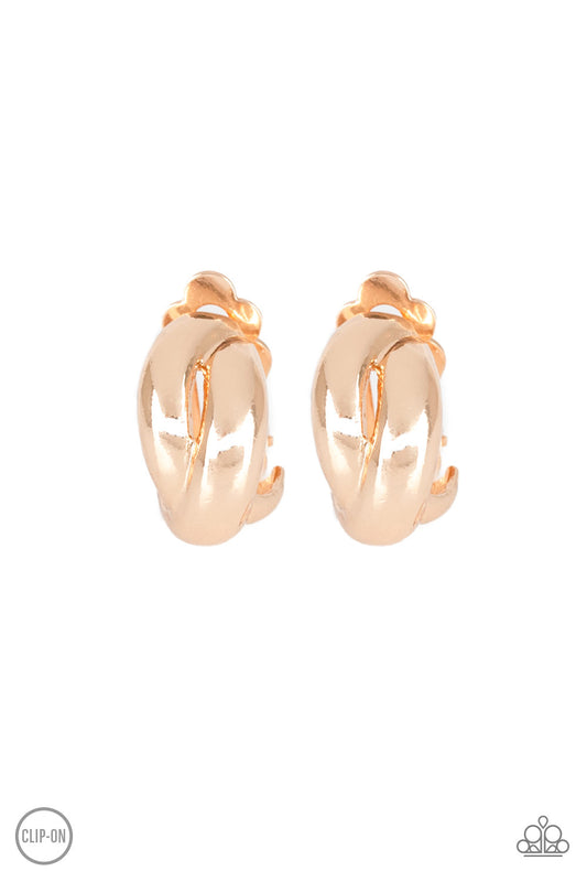 Dining Out - Gold clip-on earrings
