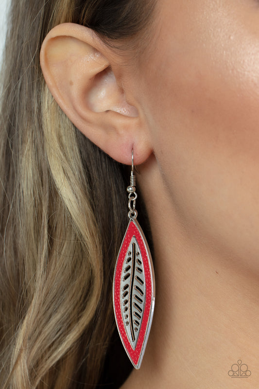 Leather Lagoon - Red leather earrings