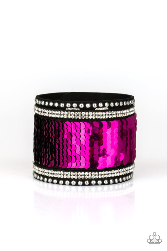 MERMAIDS Have More Fun - Pink sequins wrap bracelet
