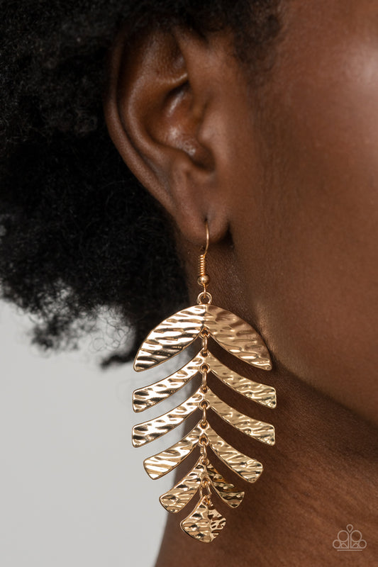 Palm Lagoon - Gold leaf earrings