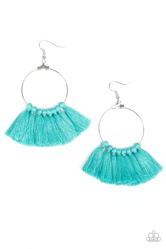 Peruvian Princess - Blue tassel earrings
