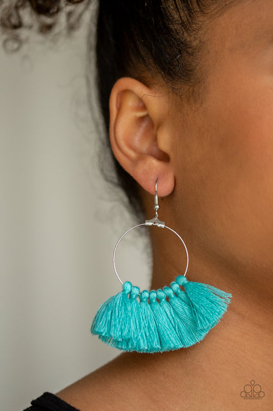 Peruvian Princess - Blue tassel earrings
