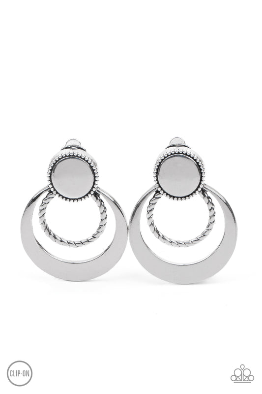 Refined Ruffles - Silver clip on earrings