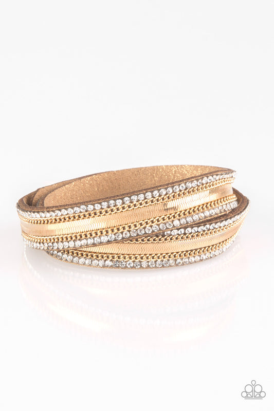 Rocker Rivalry - Gold wrap bracelet