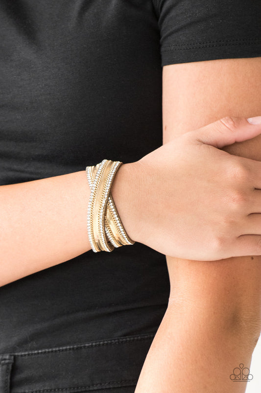 Rocker Rivalry - Gold wrap bracelet