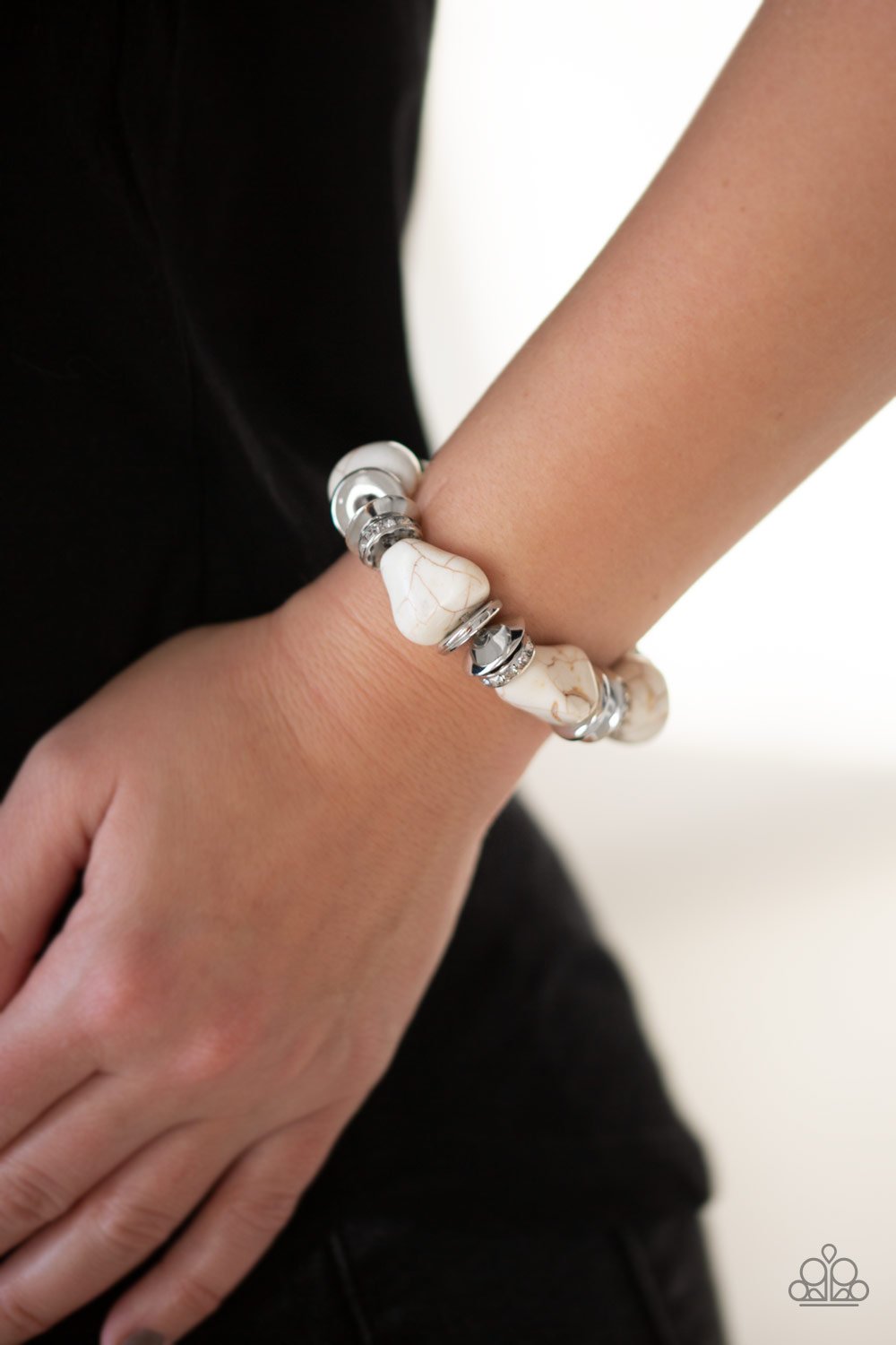 Stunningly Stone Age - White necklace w/ matching bracelet