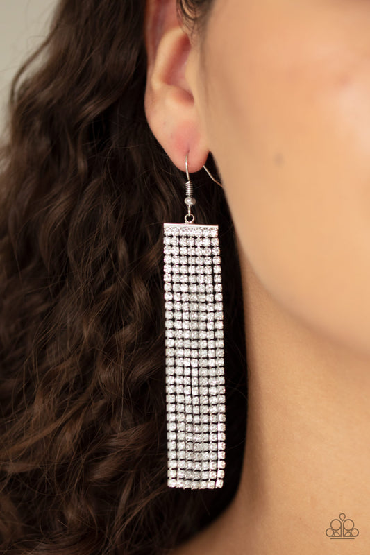 Top-Down Shimmer - White rhinestones earrings
