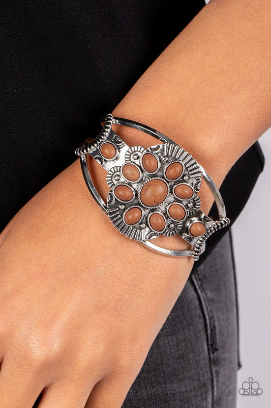 Wistfully Western - Brown stone cuff bracelet
