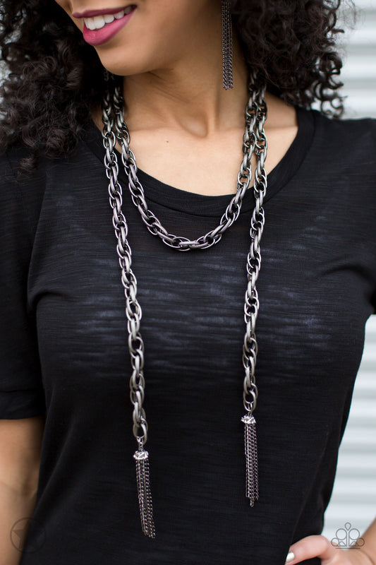 SCARFed for Attention - Black/Gunmetal necklace