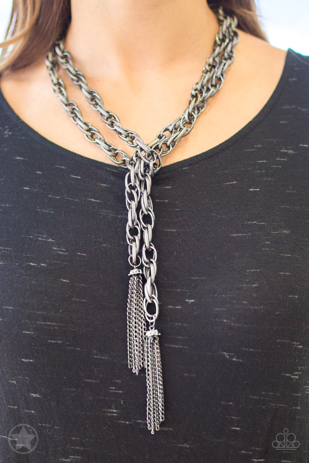SCARFed for Attention - Black/Gunmetal necklace