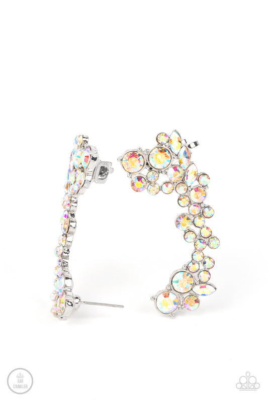 Astronomical Allure - Multicolor Iridescent Ear Crawler Earrings