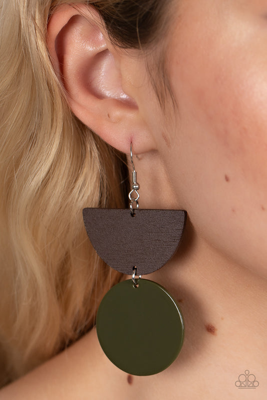 Beach Bistro - Green wood earrings