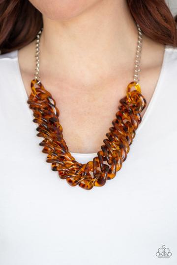 Comin In HAUTE - Brown tortoise shell finish necklace