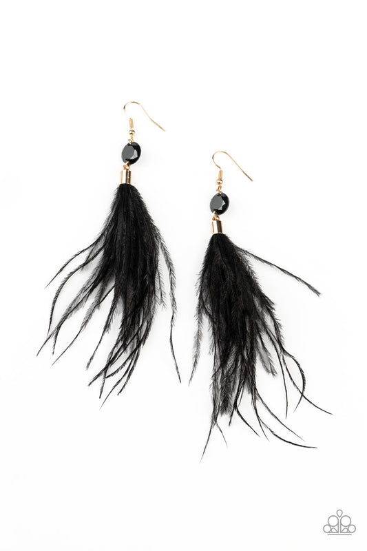 Feathered Flamboyance - Gold/Black earrings