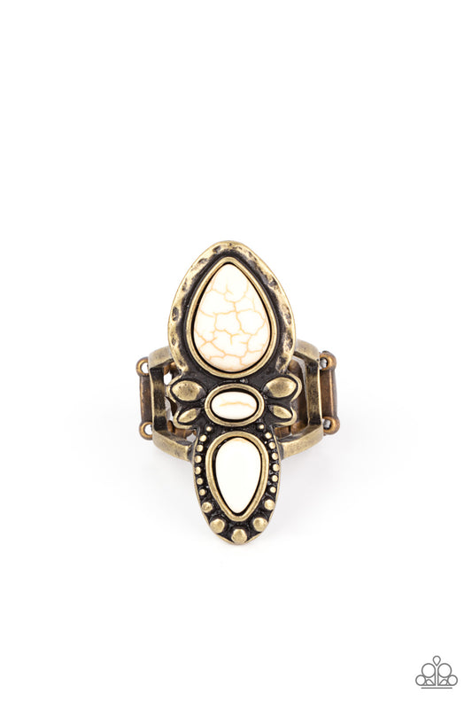 In a BADLANDS Mood - Brass/White stone ring
