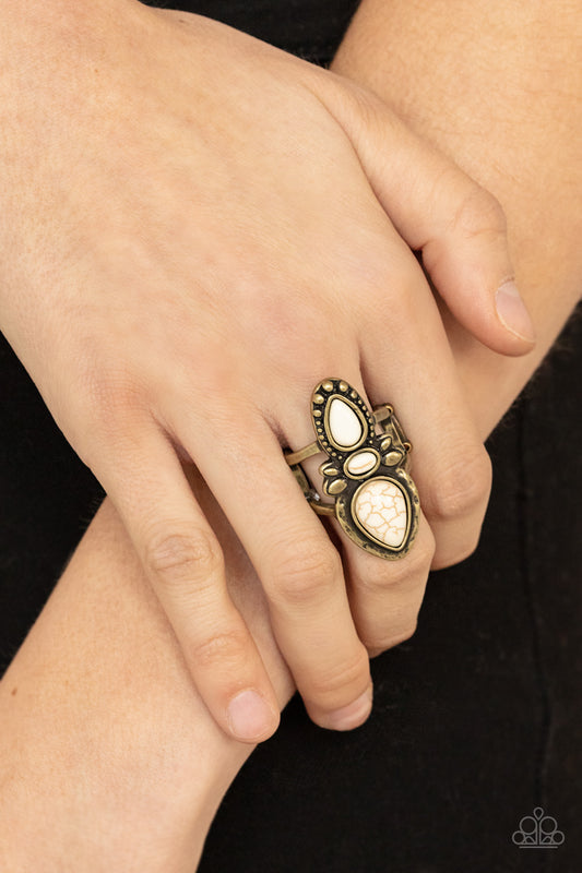 In a BADLANDS Mood - Brass/White stone ring