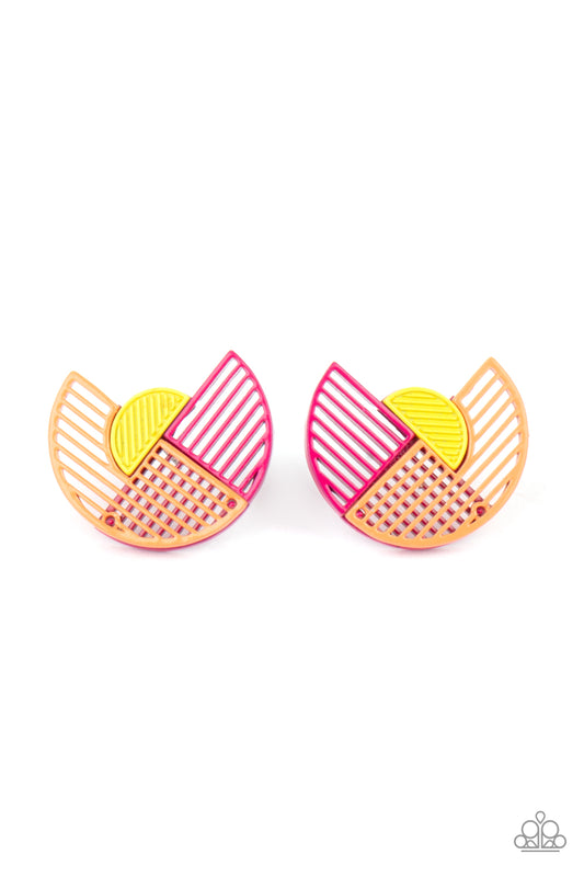 Its Just an Expression - Pink Multi post earrings