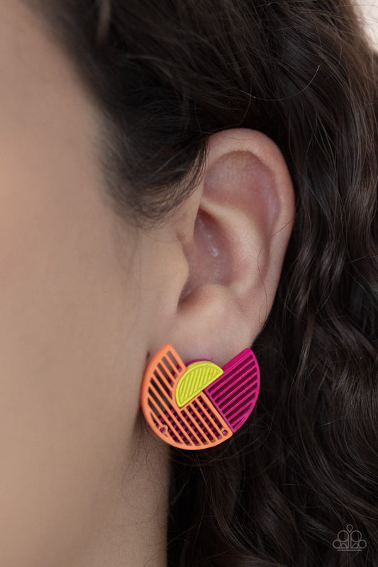 Its Just an Expression - Pink Multi post earrings
