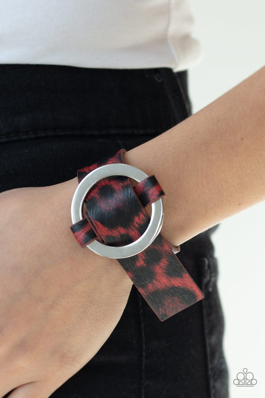 Jungle Cat Couture - Red/Black wrap bracelet