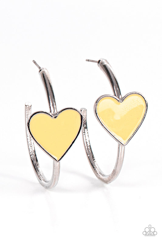 Kiss Up - Yellow hoop earrings