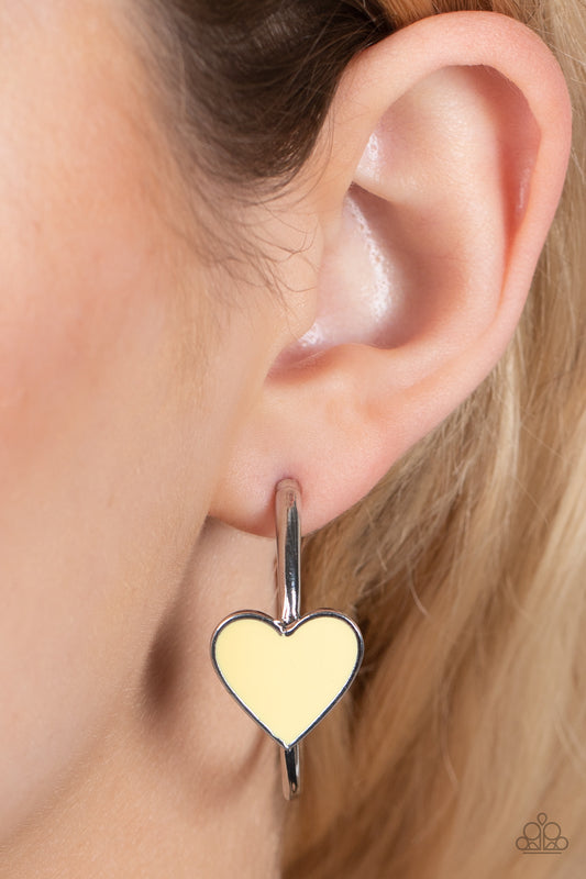 Kiss Up - Yellow hoop earrings