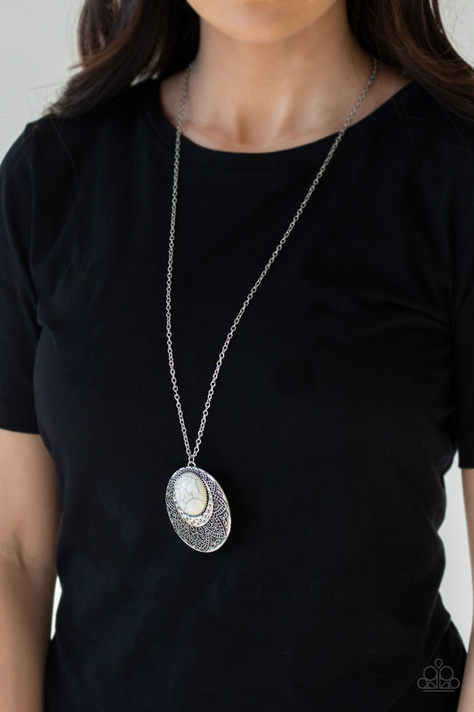 Medallion Meadow - White stone necklace