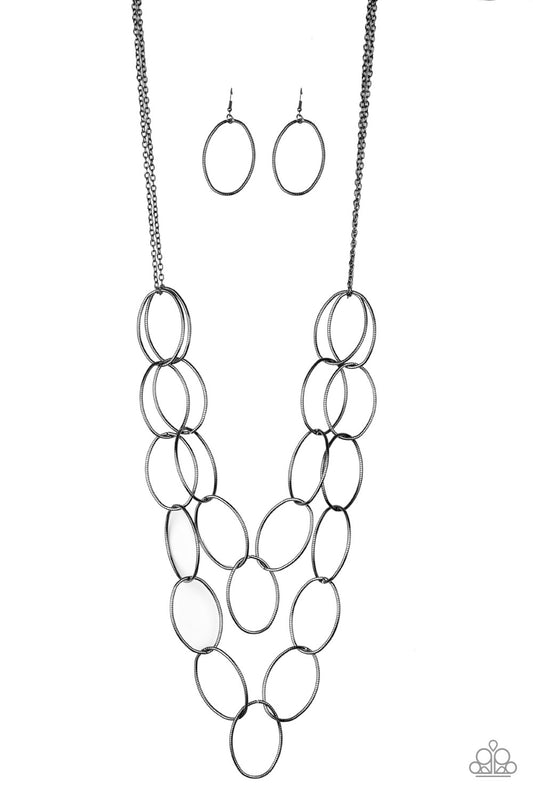 Move On OVAL! - Black/Gunmetal necklace