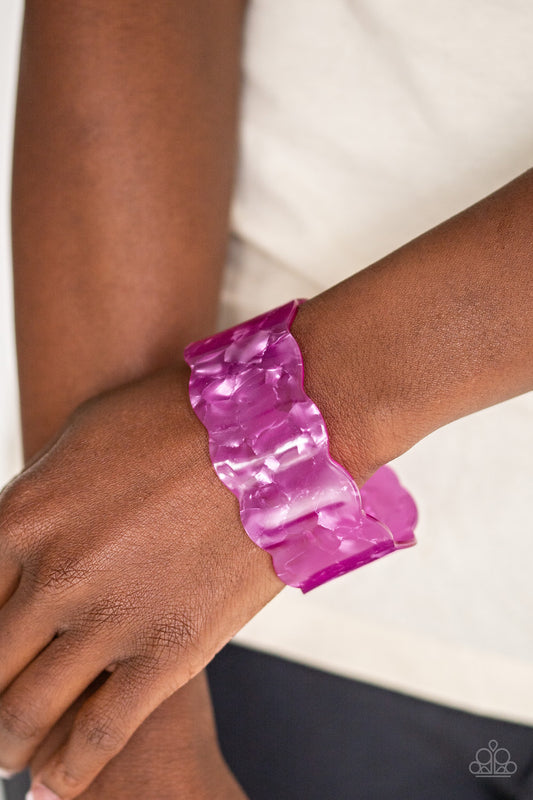 Retro Ruffle - Purple acrylic cuff bracelet