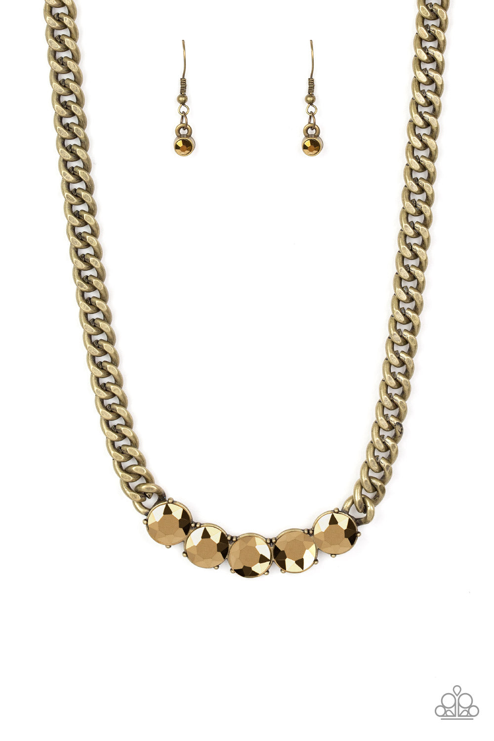Rhinestone Renegade - Brass necklace