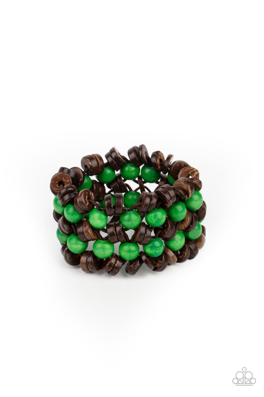 Tahiti Tourist - Green wood bracelet