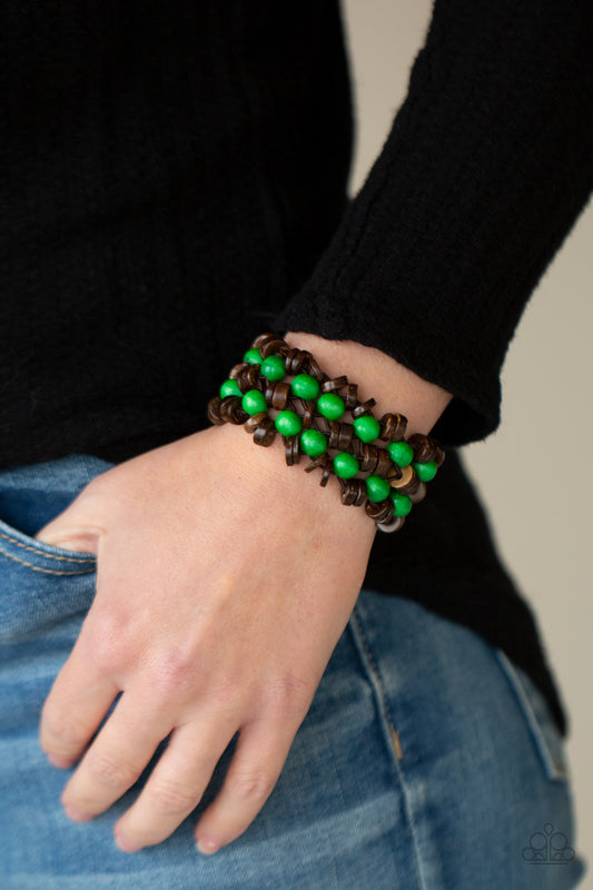 Tahiti Tourist - Green wood bracelet