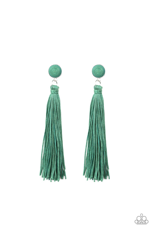 Tightrope Tassel - Green earrings