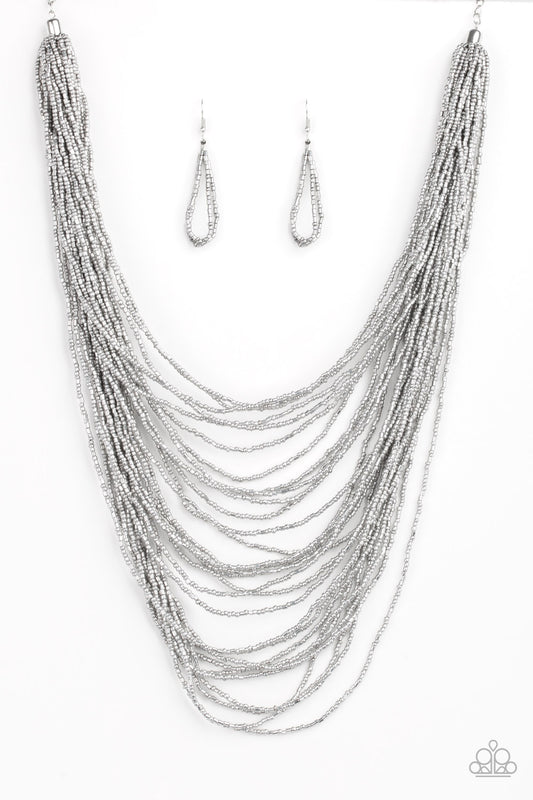Dauntless Dazzle - Silver seed bead necklace