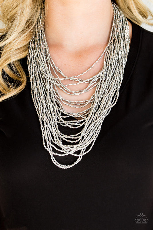 Dauntless Dazzle - Silver seed bead necklace
